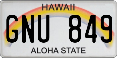HI license plate GNU849
