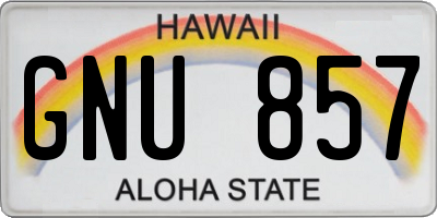HI license plate GNU857