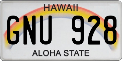 HI license plate GNU928