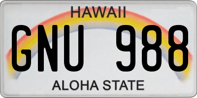 HI license plate GNU988