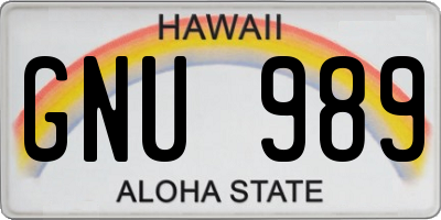 HI license plate GNU989