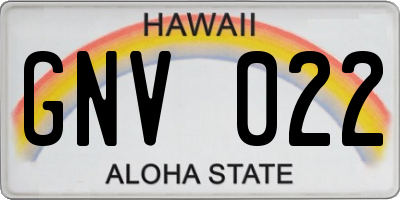 HI license plate GNV022