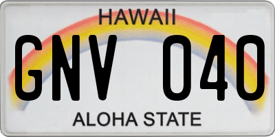HI license plate GNV040