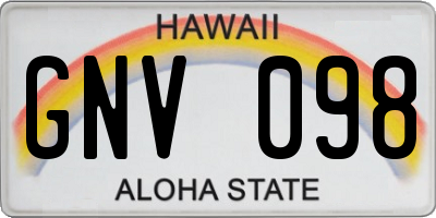 HI license plate GNV098