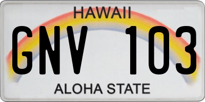 HI license plate GNV103