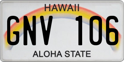 HI license plate GNV106