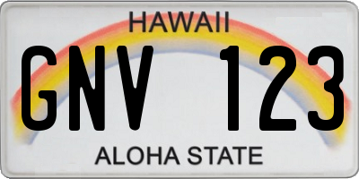 HI license plate GNV123