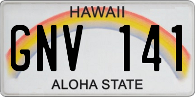 HI license plate GNV141