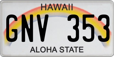 HI license plate GNV353
