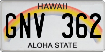 HI license plate GNV362