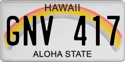 HI license plate GNV417