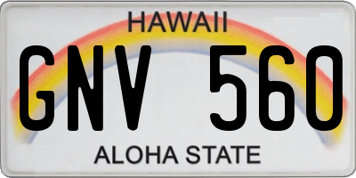 HI license plate GNV560