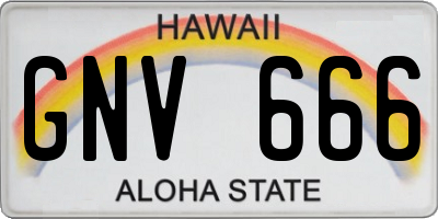 HI license plate GNV666
