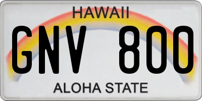 HI license plate GNV800