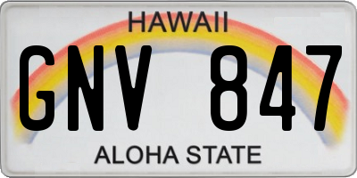 HI license plate GNV847