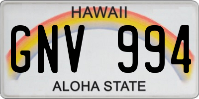 HI license plate GNV994