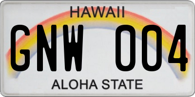HI license plate GNW004