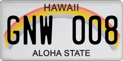 HI license plate GNW008