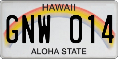 HI license plate GNW014