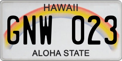 HI license plate GNW023