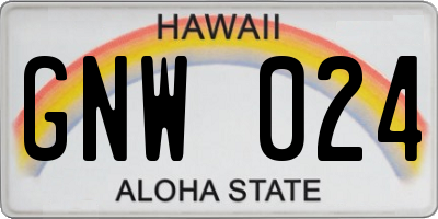 HI license plate GNW024
