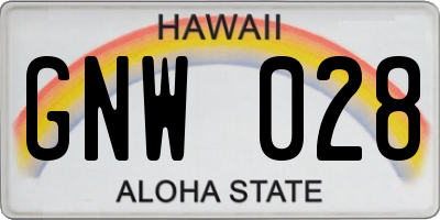 HI license plate GNW028
