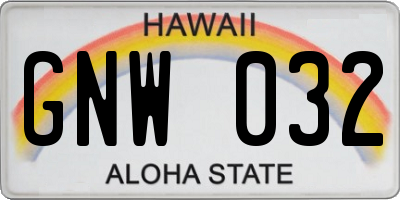HI license plate GNW032