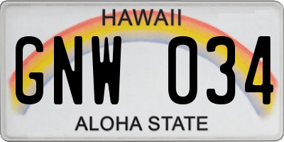 HI license plate GNW034