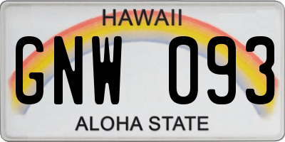 HI license plate GNW093