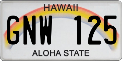 HI license plate GNW125