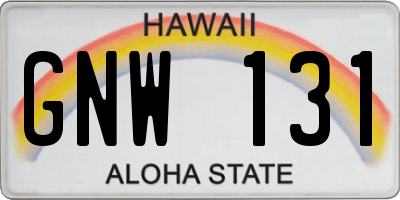 HI license plate GNW131