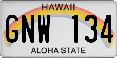 HI license plate GNW134
