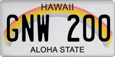 HI license plate GNW200