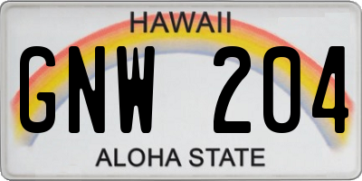 HI license plate GNW204