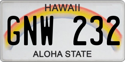 HI license plate GNW232