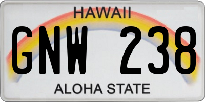 HI license plate GNW238