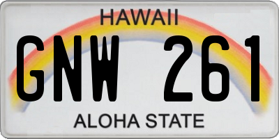 HI license plate GNW261