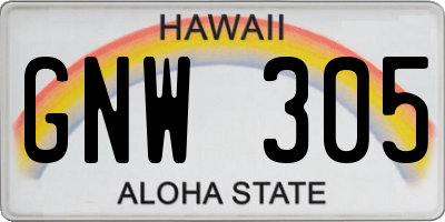 HI license plate GNW305