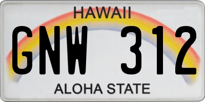 HI license plate GNW312