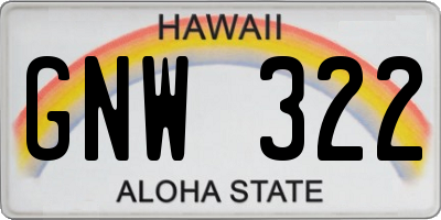 HI license plate GNW322