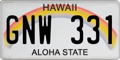 HI license plate GNW331