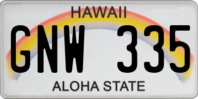 HI license plate GNW335