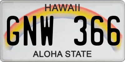 HI license plate GNW366