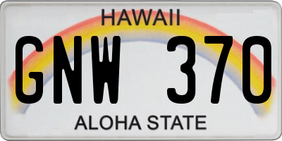 HI license plate GNW370