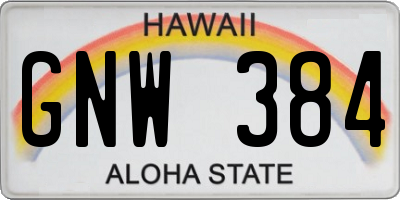 HI license plate GNW384