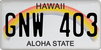 HI license plate GNW403