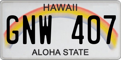 HI license plate GNW407