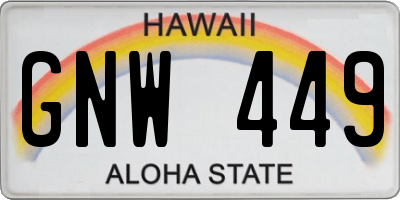 HI license plate GNW449