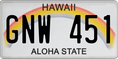 HI license plate GNW451