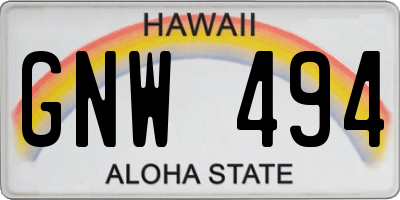 HI license plate GNW494